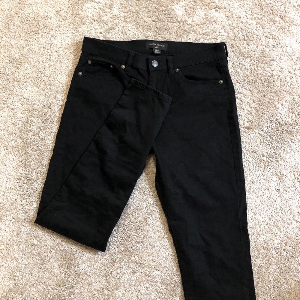 Black suede skinny pants